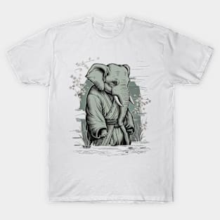 Melancholic Elephant Japanese Art Print T-Shirt